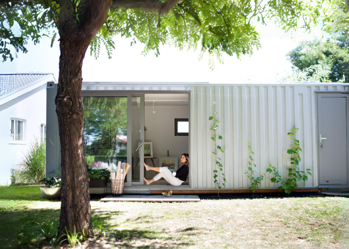 An office container made out of a shipping container